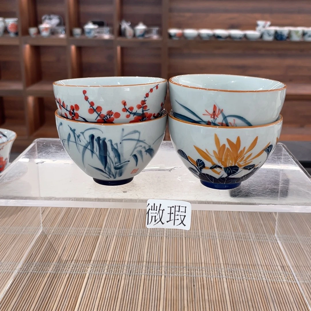 釉下手绘茶具微瑕