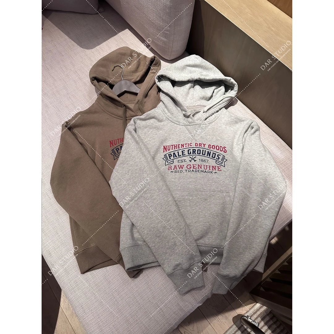 DAR STUDIO 深圳货【复古卫衣】2025秋冬新款加绒连帽套头卫衣88567