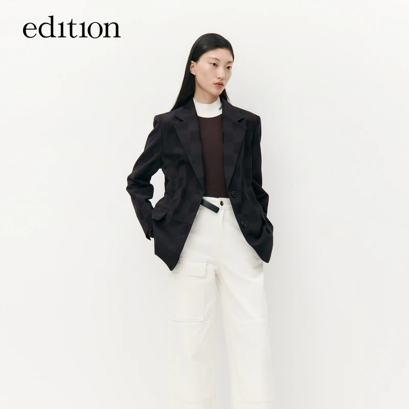 【商场同款】edition配腰带格纹女绅士西装#EBC3BLA008