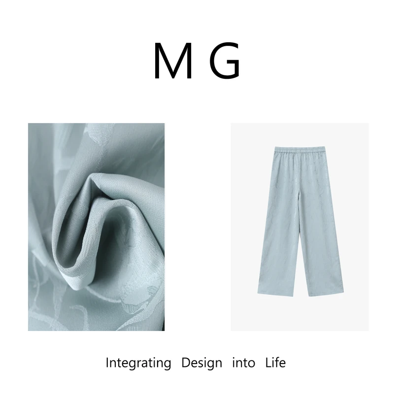 毛毛：《新中式江南裤》MUAN定制宽松高级暗纹提花阔腿裤女YJ-23383