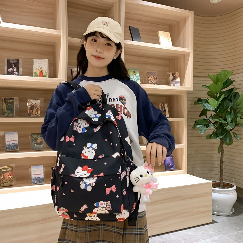 [新品上市]轻便可爱学生双肩包凯特猫书包初中高中小学生三到六年