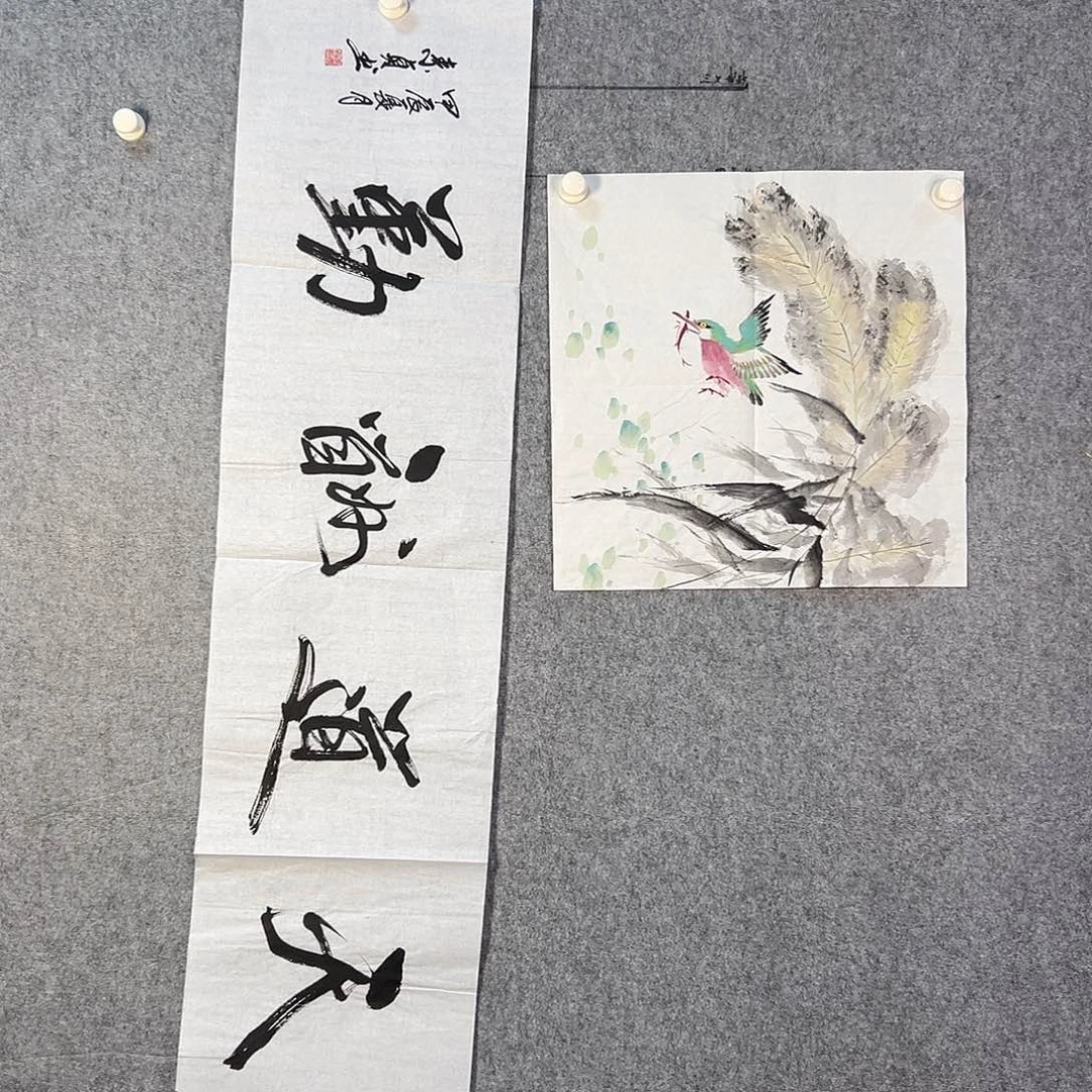 国画090 花鸟和花的颜色一样是我