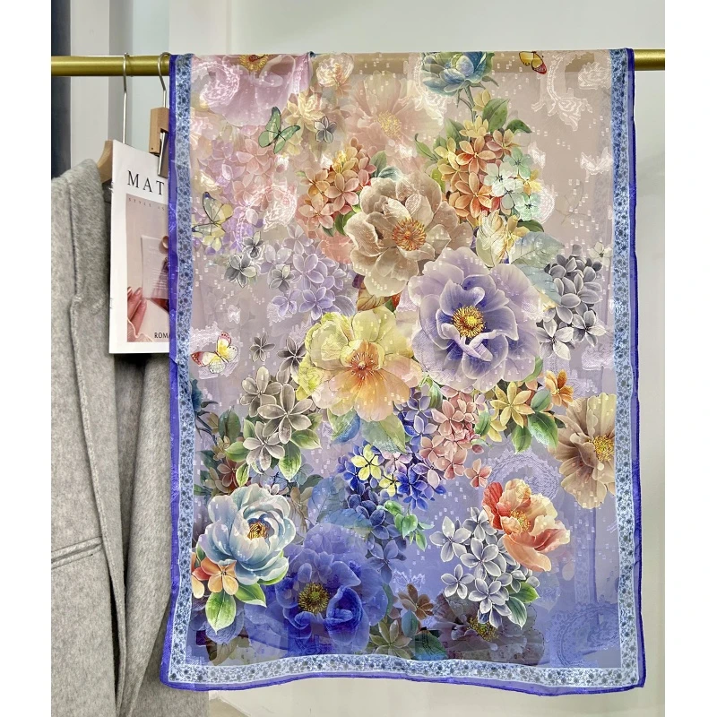 xys-478【花团锦簇】剪花 花萝 镂空 香韵纱百搭70*180长