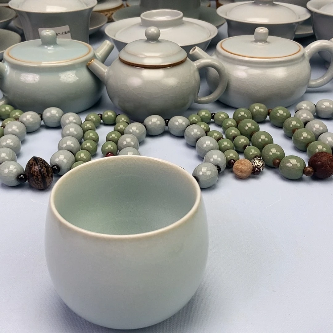 杯天青月白龙蛋杯原矿原釉原产地