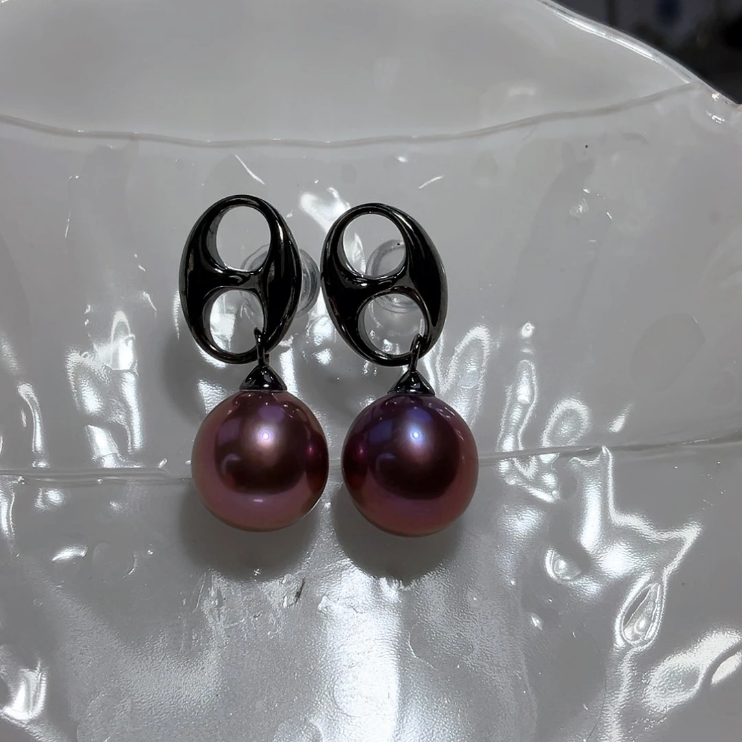 淡水珍珠耳饰银S925镶嵌