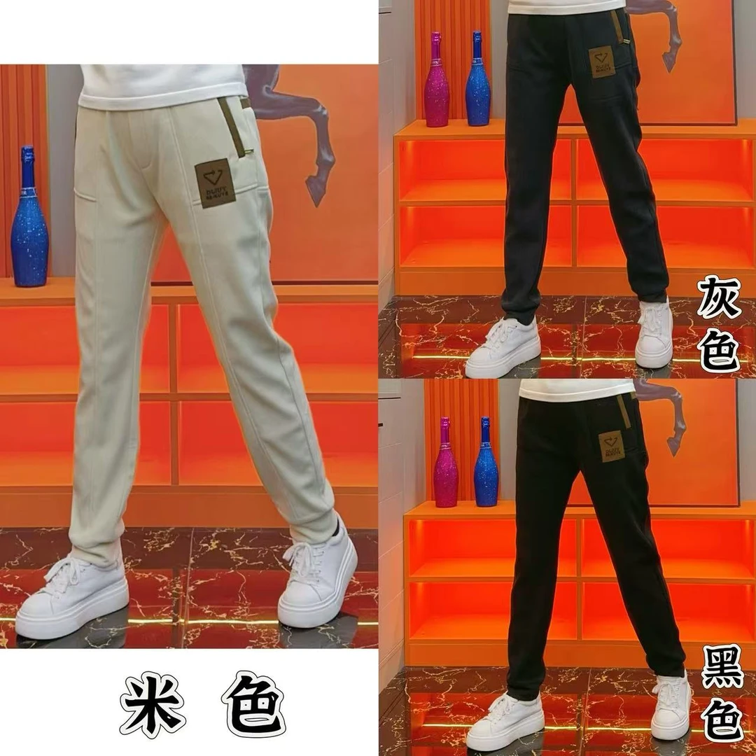 2025年秋季新款男士休闲百搭时尚口袋拉链修身小脚裤