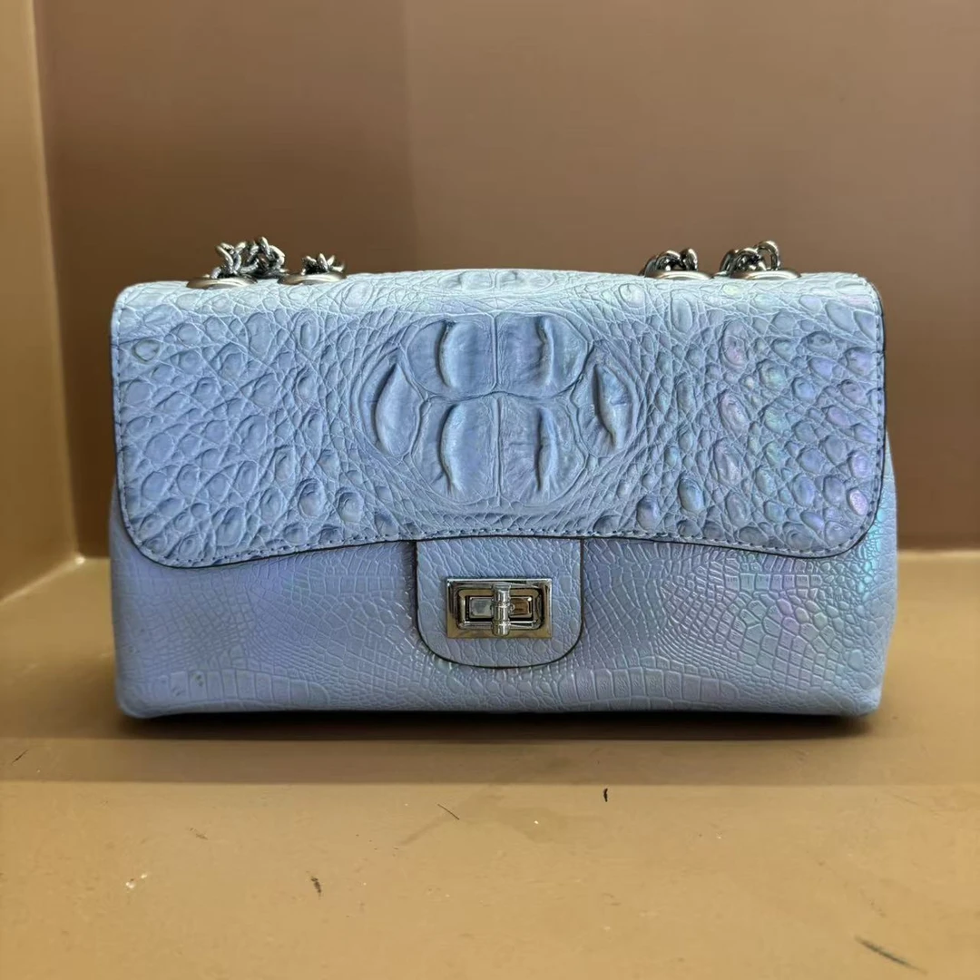 【龙太福利】锁扣鳄鱼纹斜挎款碎花拉链单肩包都市简约漆皮轻奢风