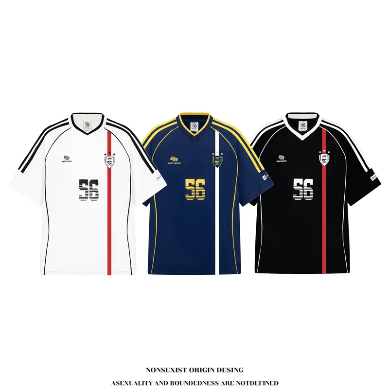 NONSEXIST 原创国潮V领撞色速干短袖t恤男女夏凉感骑行运动球衣潮