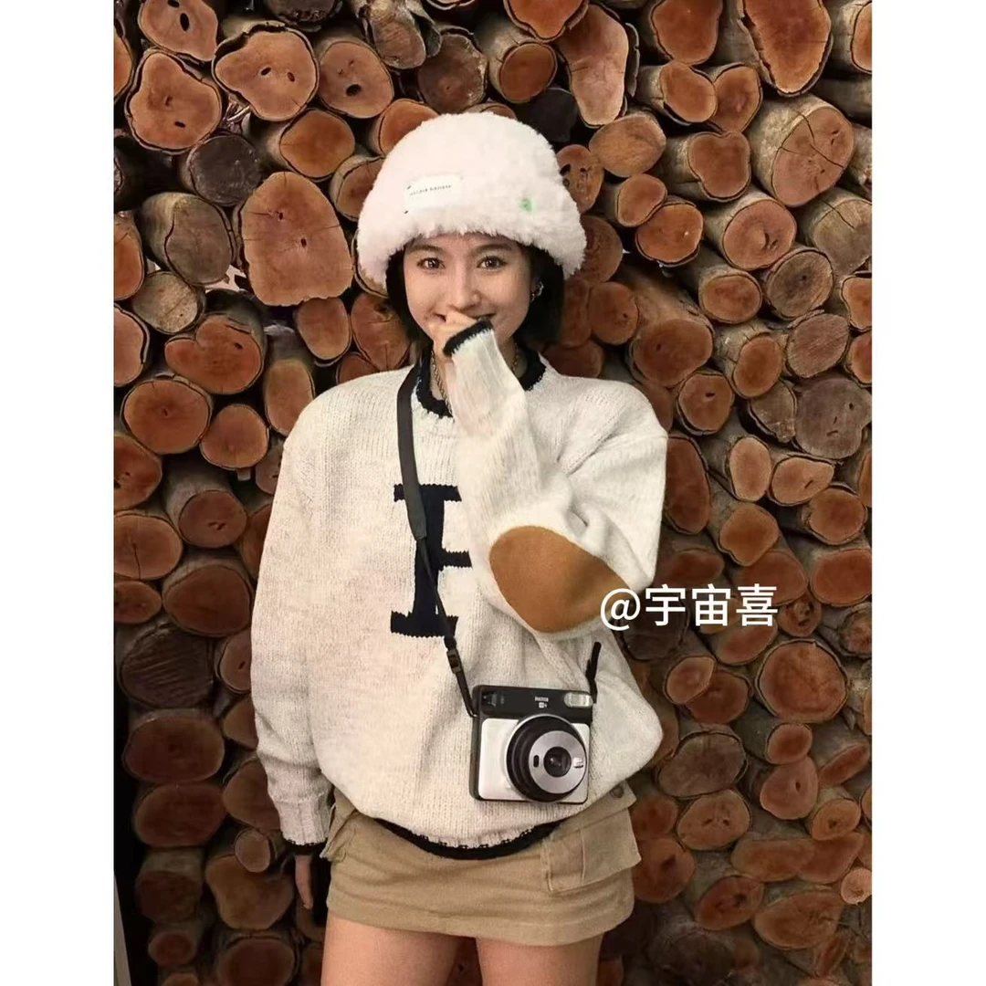 铜合金项链 MZ33【超显脸小秋冬韩版大头大脸彩色扣子毛绒帽】