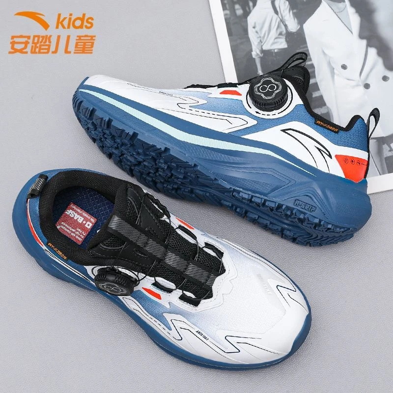 安踏飞盾童鞋跑鞋2025冬季新款儿童旋钮男大童学生跑步鞋运动鞋子