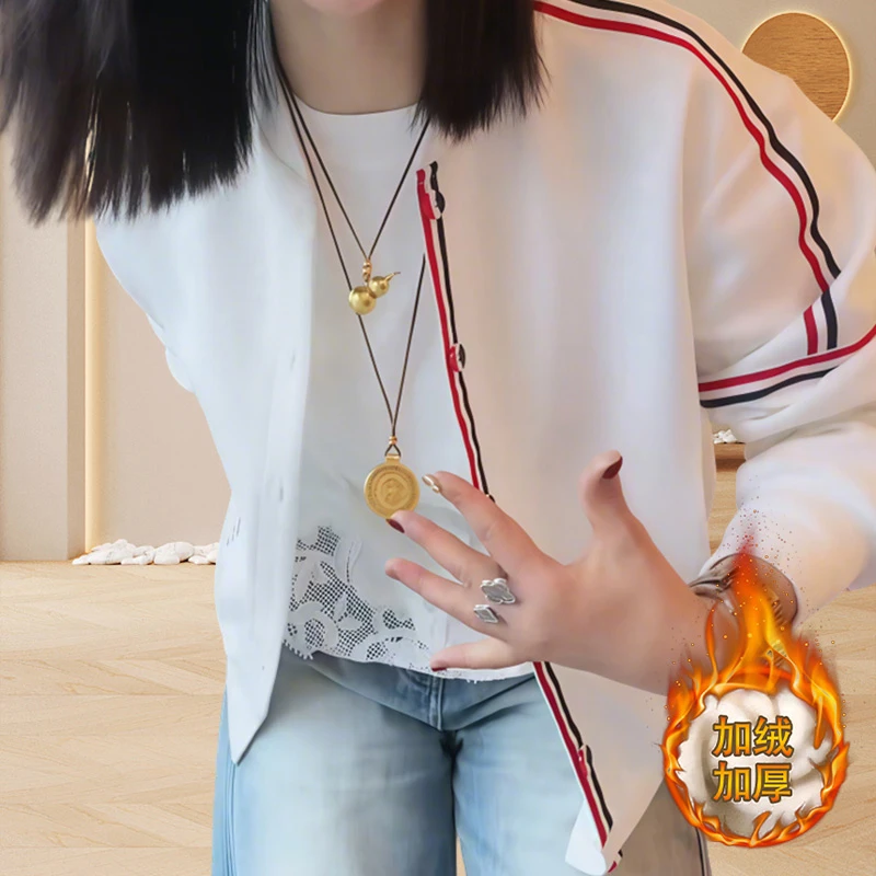 韩版时尚短外套小众炸街高级感女装减龄百搭休闲条纹ins上衣长袖