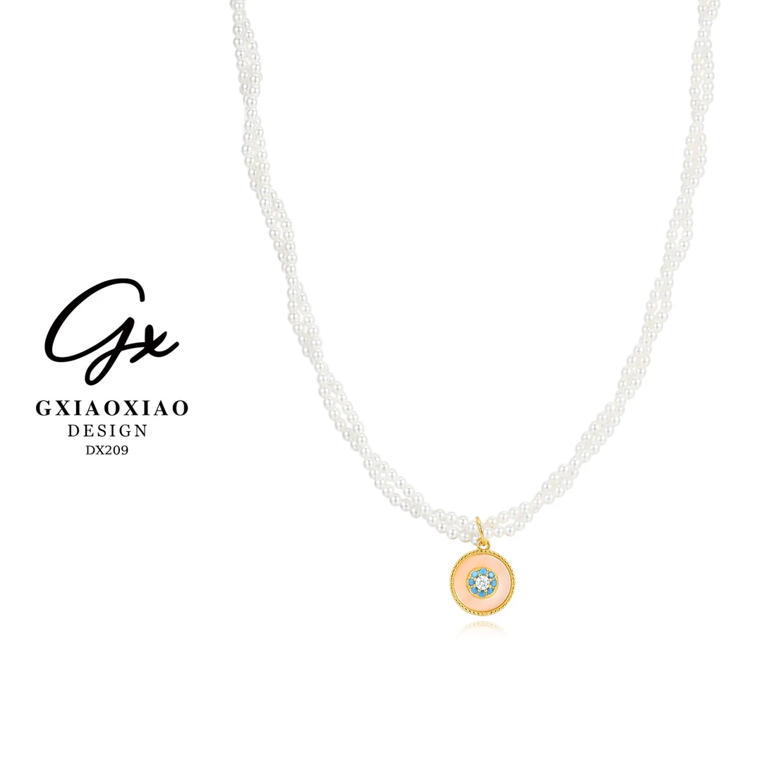 G XIAOXIAO 镀K金【海之泪】气质优雅百搭双层缠绕项链 DX209