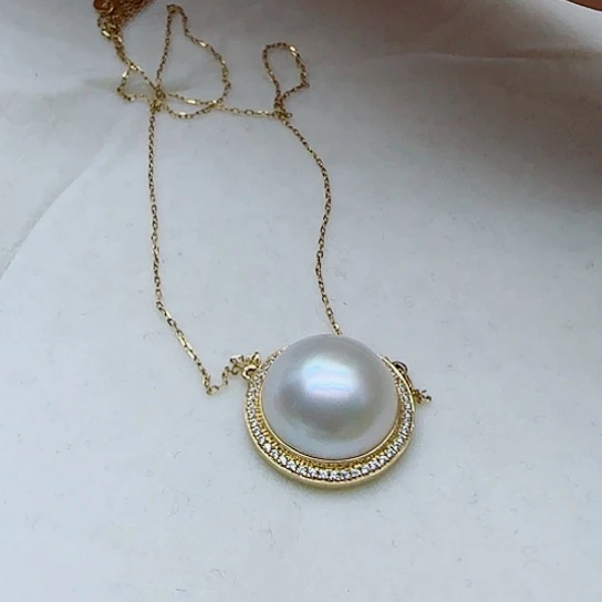 心***获银S925镶嵌拼合珍珠（马贝珠）颈饰