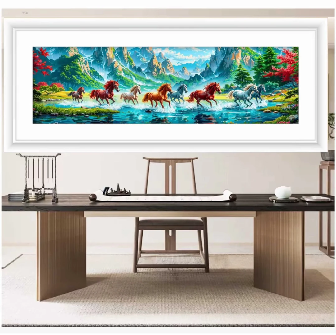 新马到成功300cm*100cm大格满绣无钩边（1800）