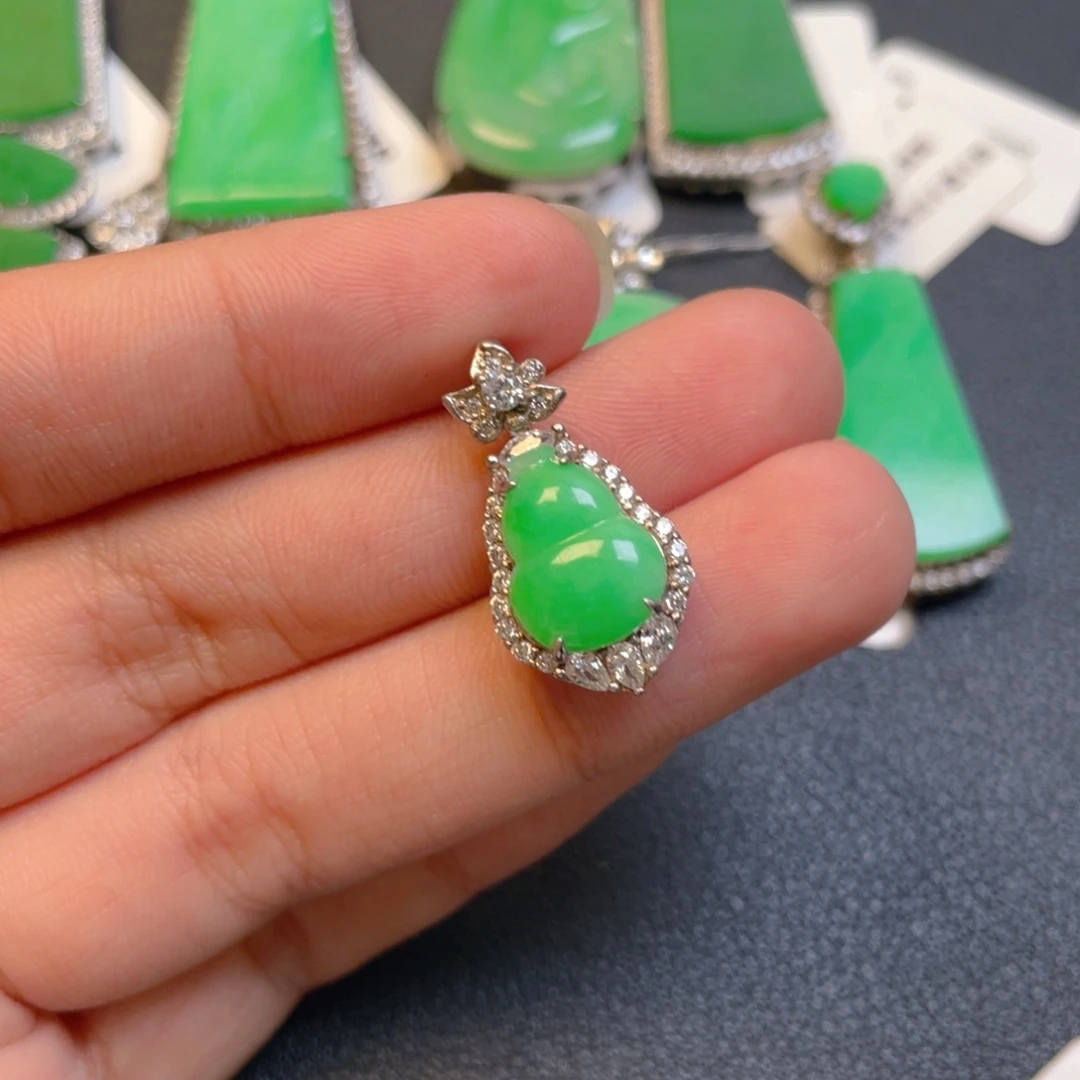 翡翠银S925镶嵌吊坠(不含链)