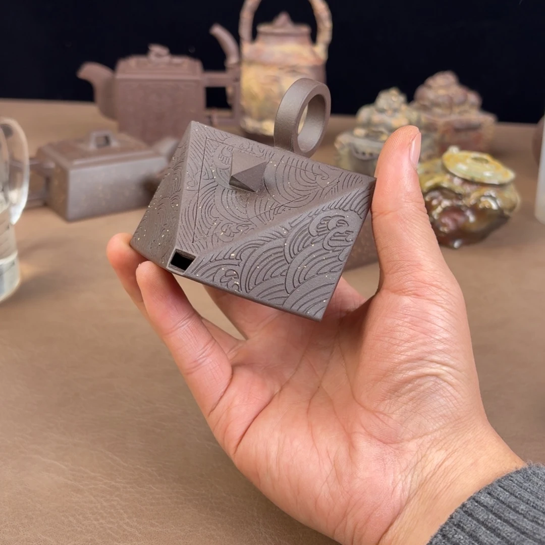 紫砂茶壶八方玲珑全手工80cc