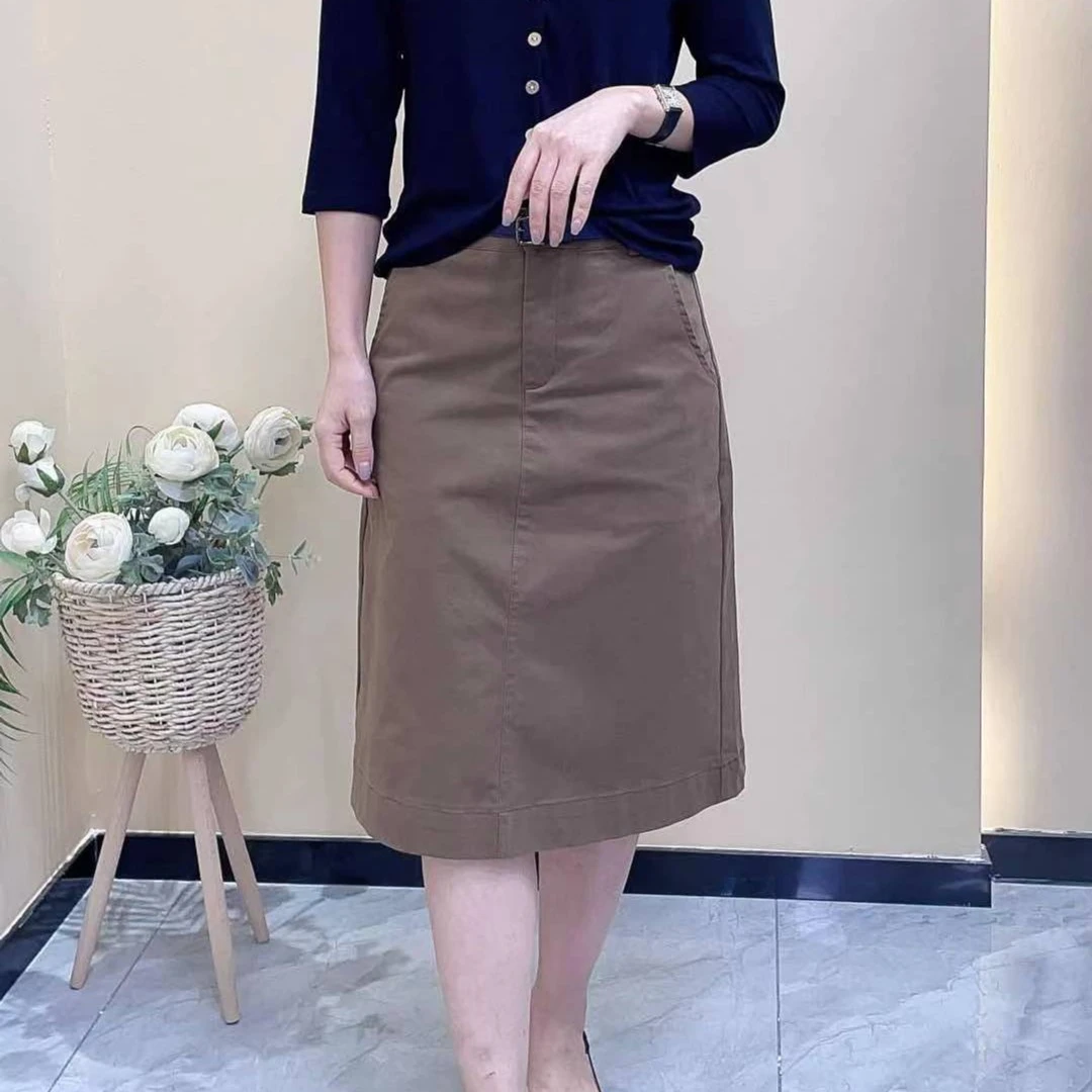 788新款小众设计款休闲百搭纯色半身裙女气质高腰显瘦a字中裙女