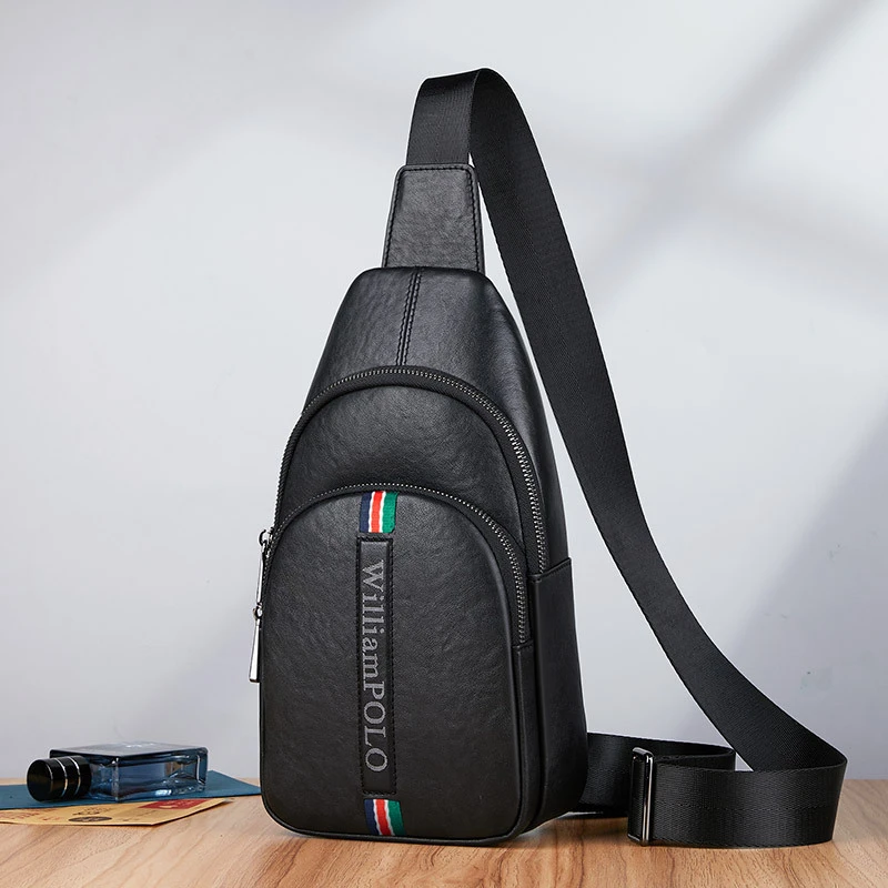 英皇保罗胸包男士真皮2025新款时尚斜挎包单肩包背包高档胸前挂包