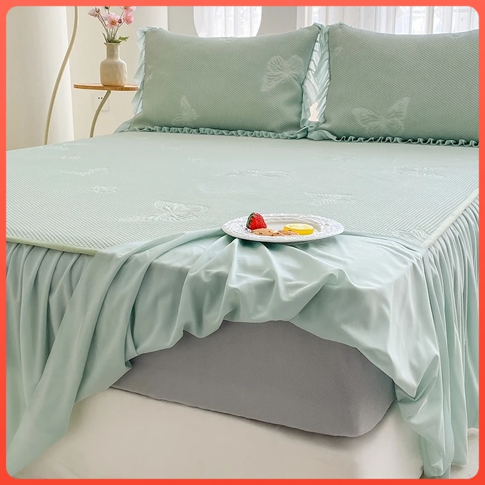 2025新款凉经典冰豆豆床笠床裙款凉席-蝶恋凉席空调席凉爽透气亲