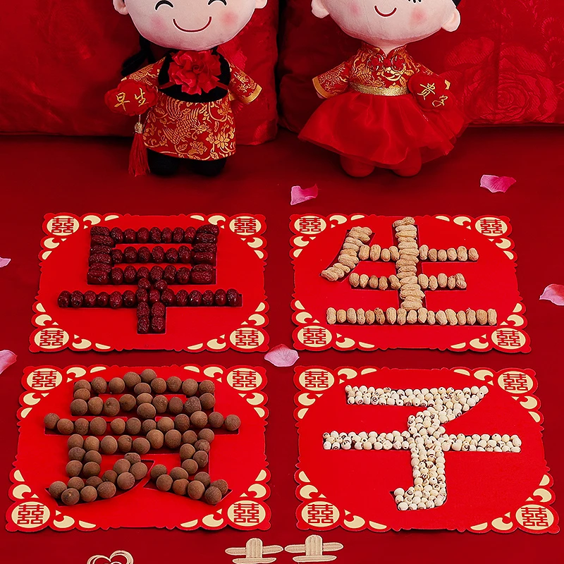 早生贵子模具干果组合男方压床摆件婚房布置装饰套装结婚用品大全