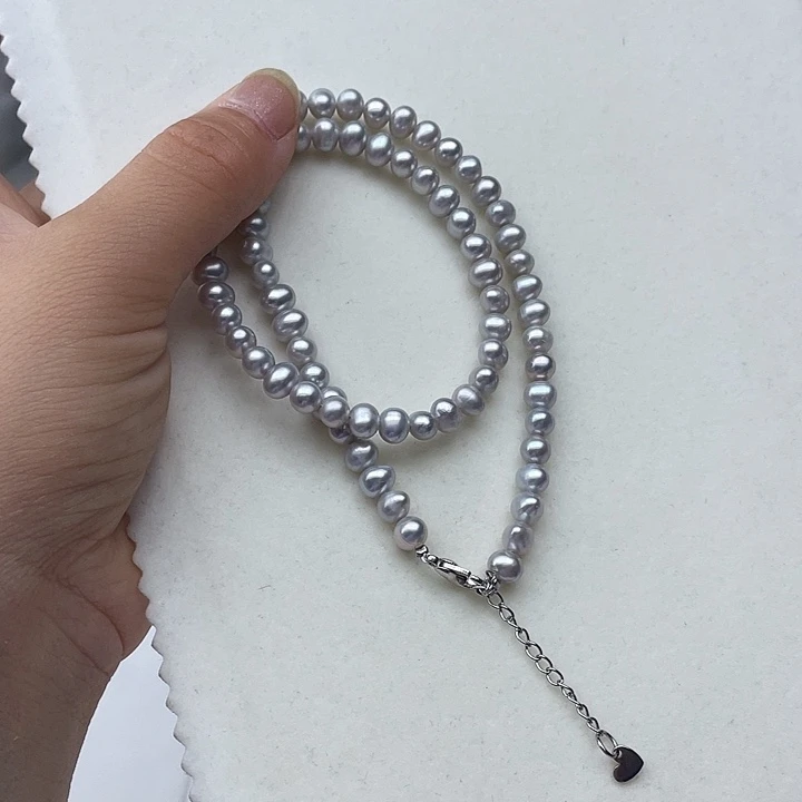 淡水珍珠未镶嵌颈饰卡6➕极光高级灰炫蓝光➕金属光