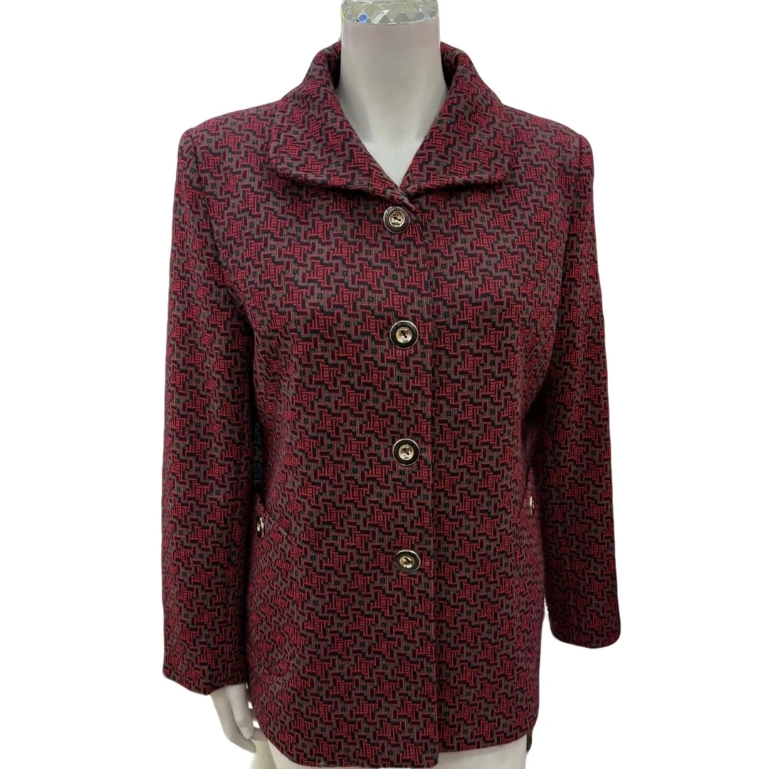 优雅气质中年女性格纹大衣春秋妈妈外套长者衣服短款时尚女士