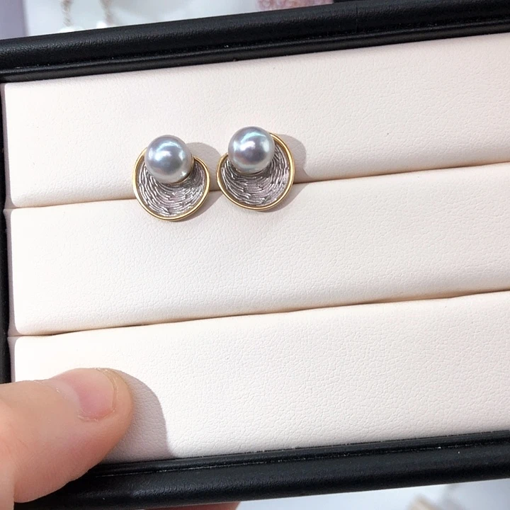 小****银S925镶嵌海水珍珠耳饰