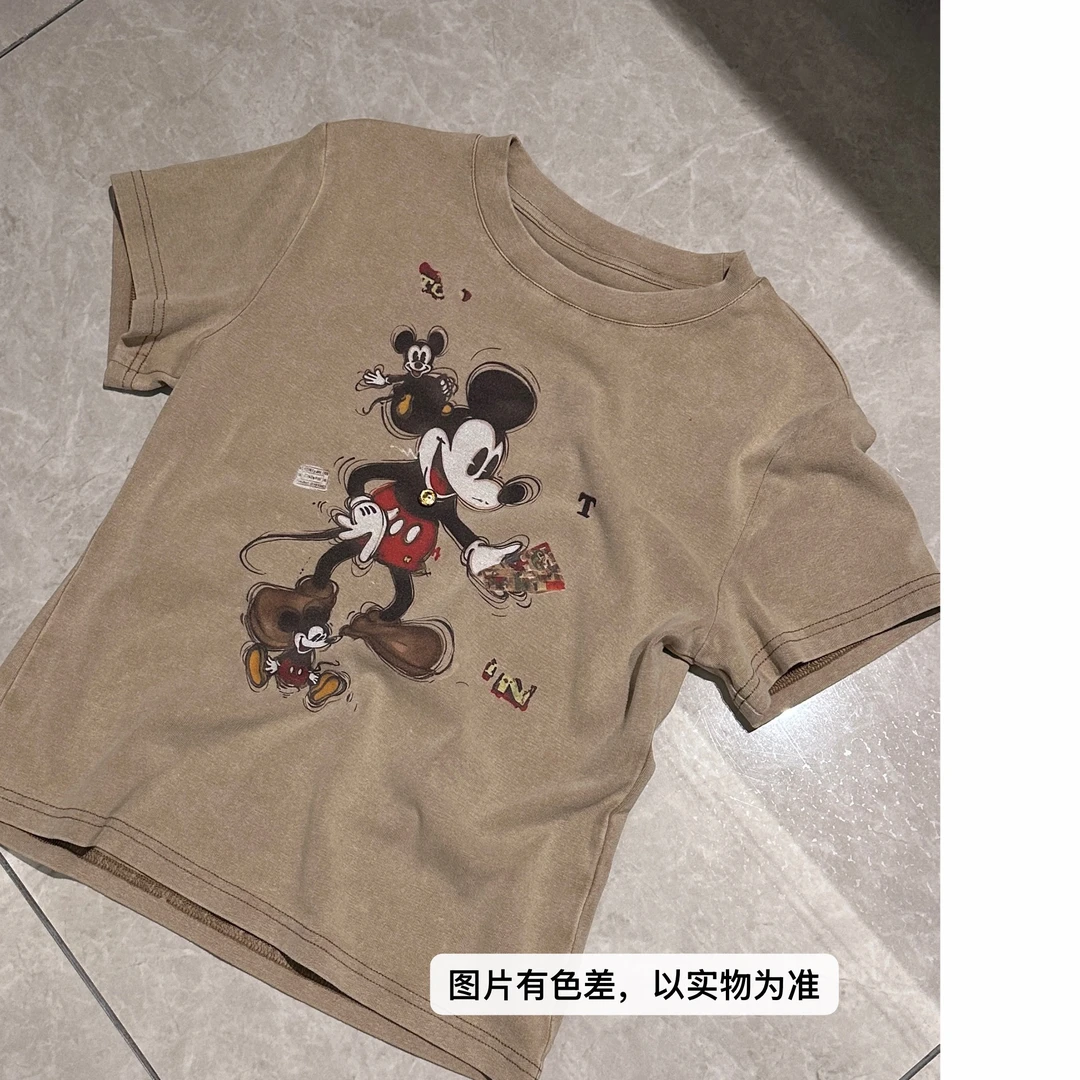 米奇图案做旧短袖32119