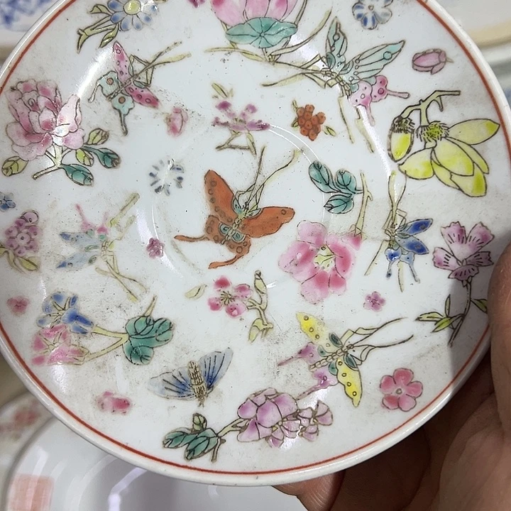 摆件陶14厘米手绘花鸟叠子