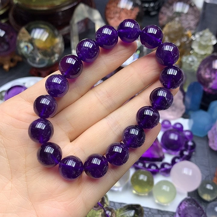 未镶嵌珠宝半成品水晶天然紫水晶手串12mm
