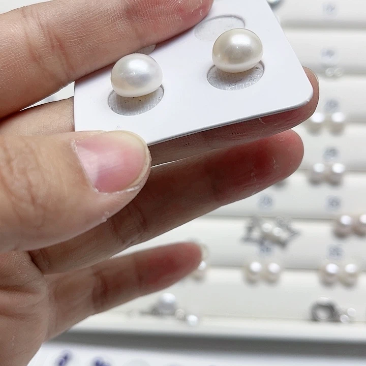 红****淡水珍珠银S925镶嵌耳饰