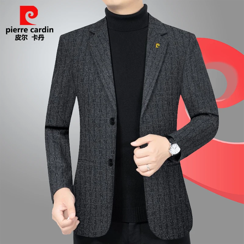 皮尔卡丹春秋冬季新款羊毛手感西装外套商务休闲男士西装外套韩版