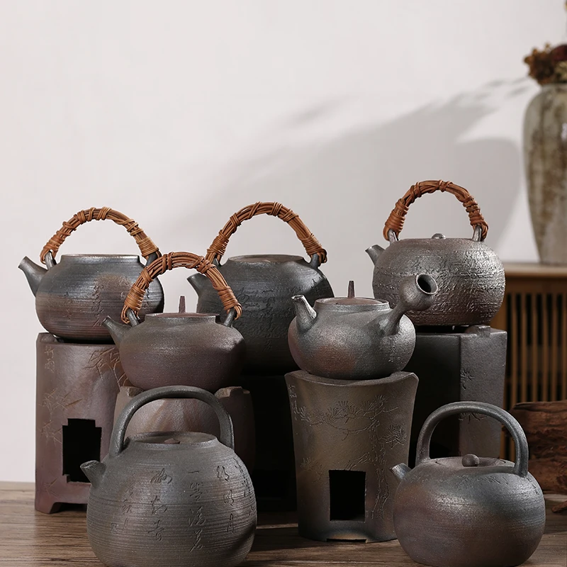 【陶潮文创】工夫茶柴烧紫金陶多用炭炉陶壶刻字耐用煮茶壶防爆炭炉