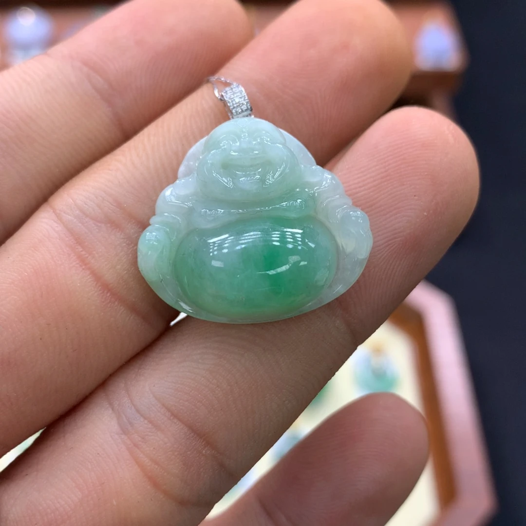 吊坠(不含链)18K金镶嵌翡翠
