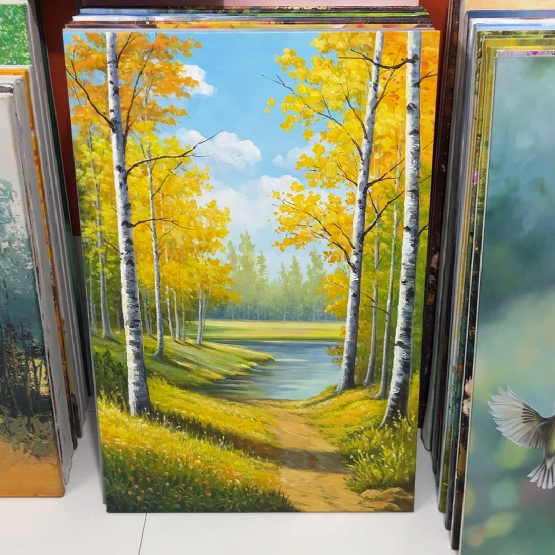 手工手绘精品油画60+90厘米内框