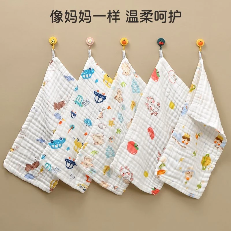 儿童毛巾纯棉六层纱布吸水家用儿童宝宝超柔洗脸面巾口水方巾超软