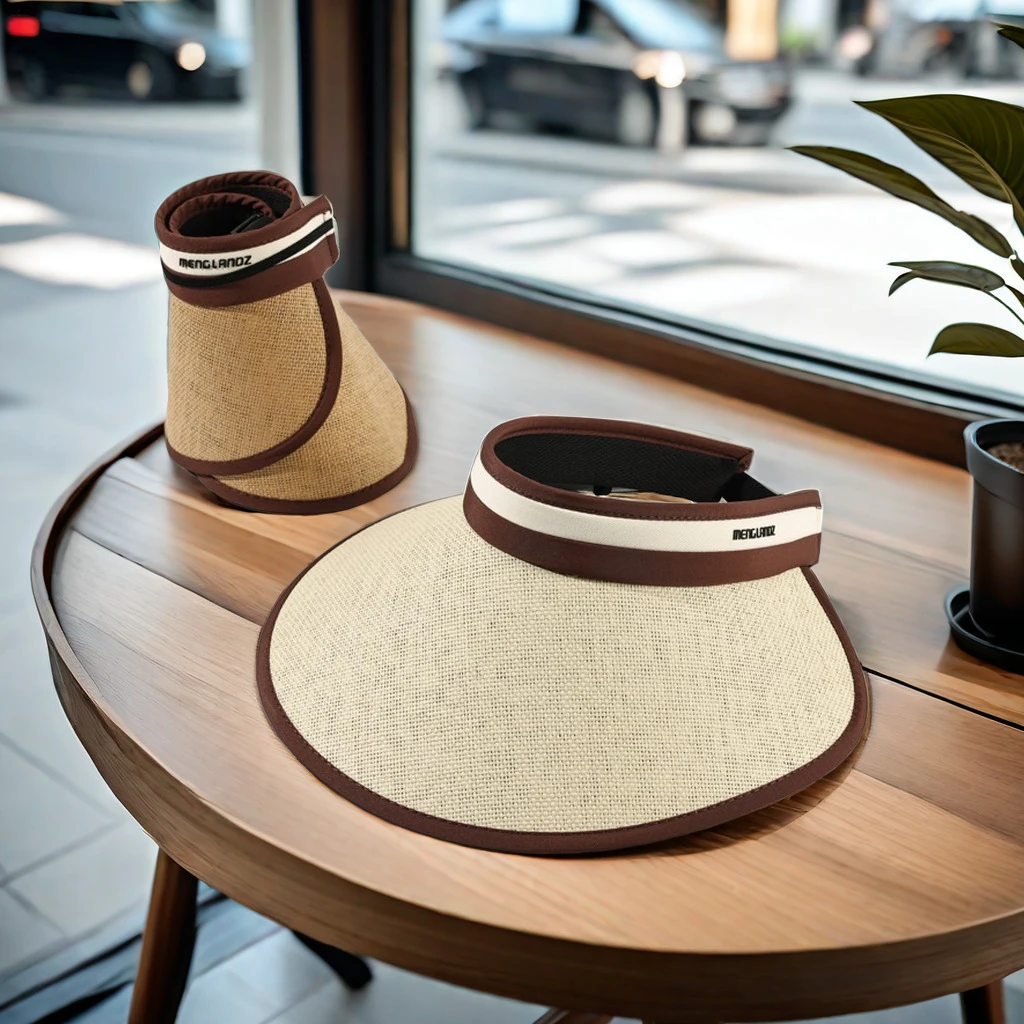 2025新款夏季拼色字母大帽檐空顶草编黑胶防紫外线可折叠草帽