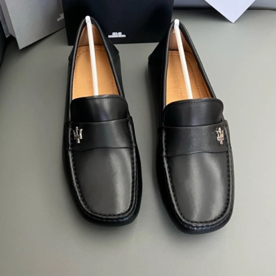 男士百搭2025黑色经典真皮豆豆鞋商务英伦风平底休闲乐福鞋