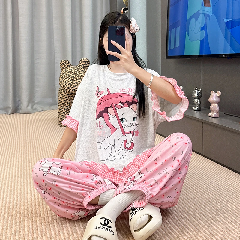 睡衣女夏季2025年新款短袖莫代尔女士独特超火套装夏天慵懒家居服