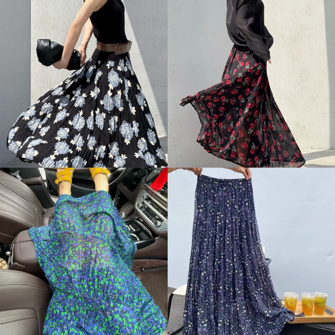 维密【101-150】2025新款宽松显瘦洋气印花立体大摆减龄半身裙