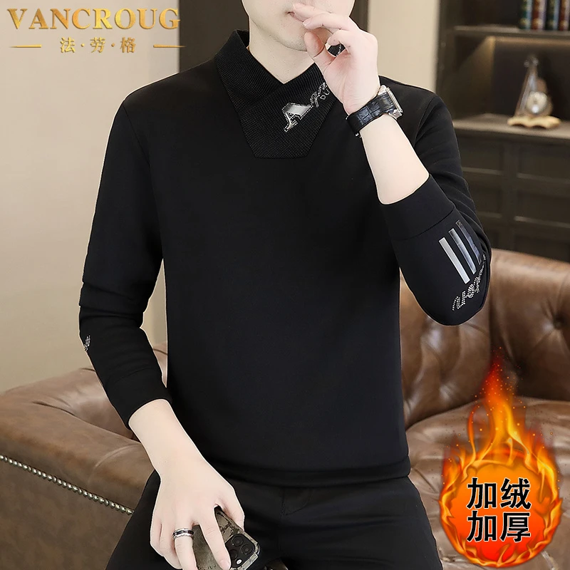 VANCROUG/法劳格卫衣男士秋冬季新款加厚潮流休闲保暖百搭打底衫