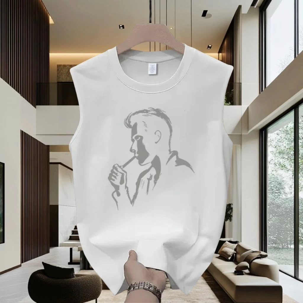 2025新款无袖T恤男士夏季纯棉透气运动无袖背心男款爆款2025新款