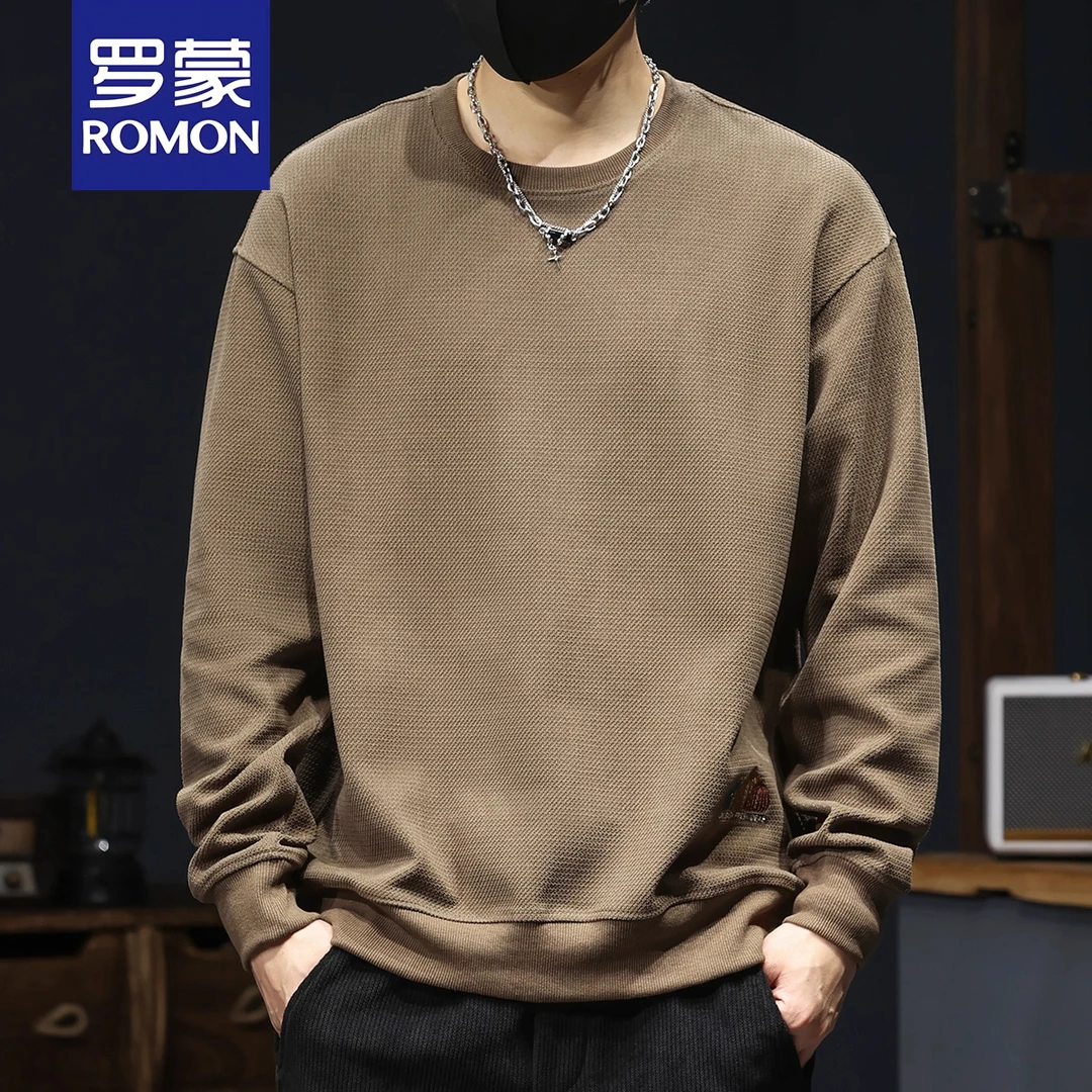 罗蒙雷茨秋冬新款重磅针织卫衣男宽松休闲潮牌百搭圆领长袖上衣