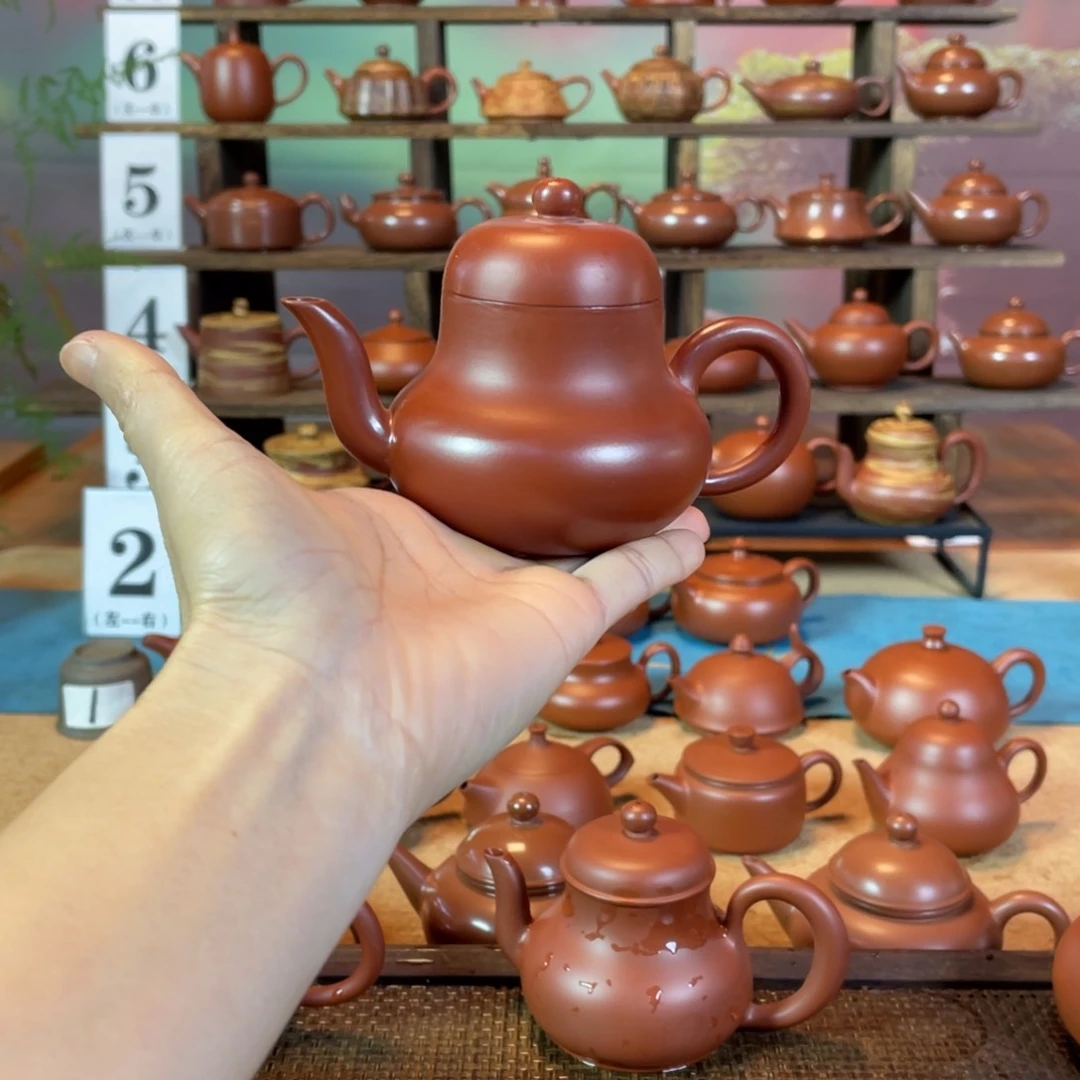 茶壶紫砂自****景潮州手工手拉朱泥思婷壶
