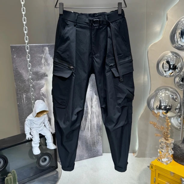 25秋季宽松弯刀运动裤微锥工装裤长裤百搭无弹力潮裤子痞帅街头风