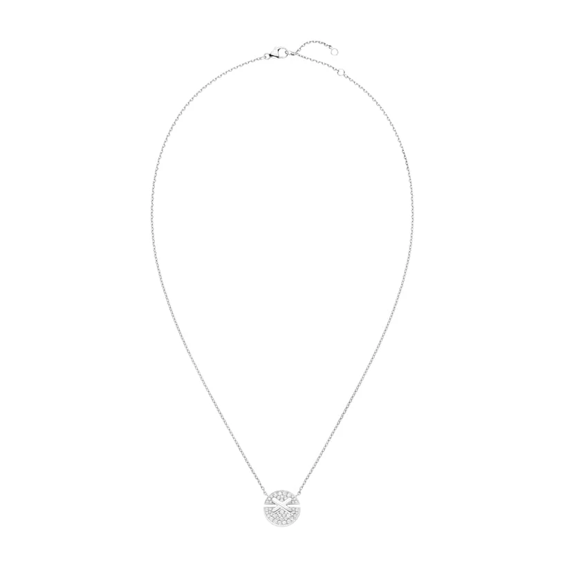 99新 Chaumet/尚美 Jeux de Liens Harmony交叉圆饼白金满钻项链