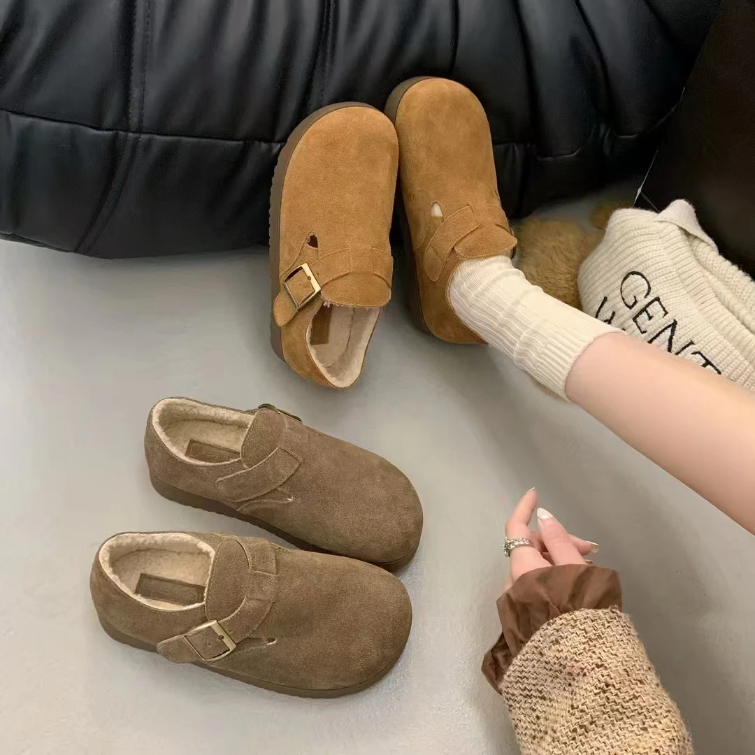 6002加绒包头博肯一脚蹬软底平底复古冬季韩版鞋