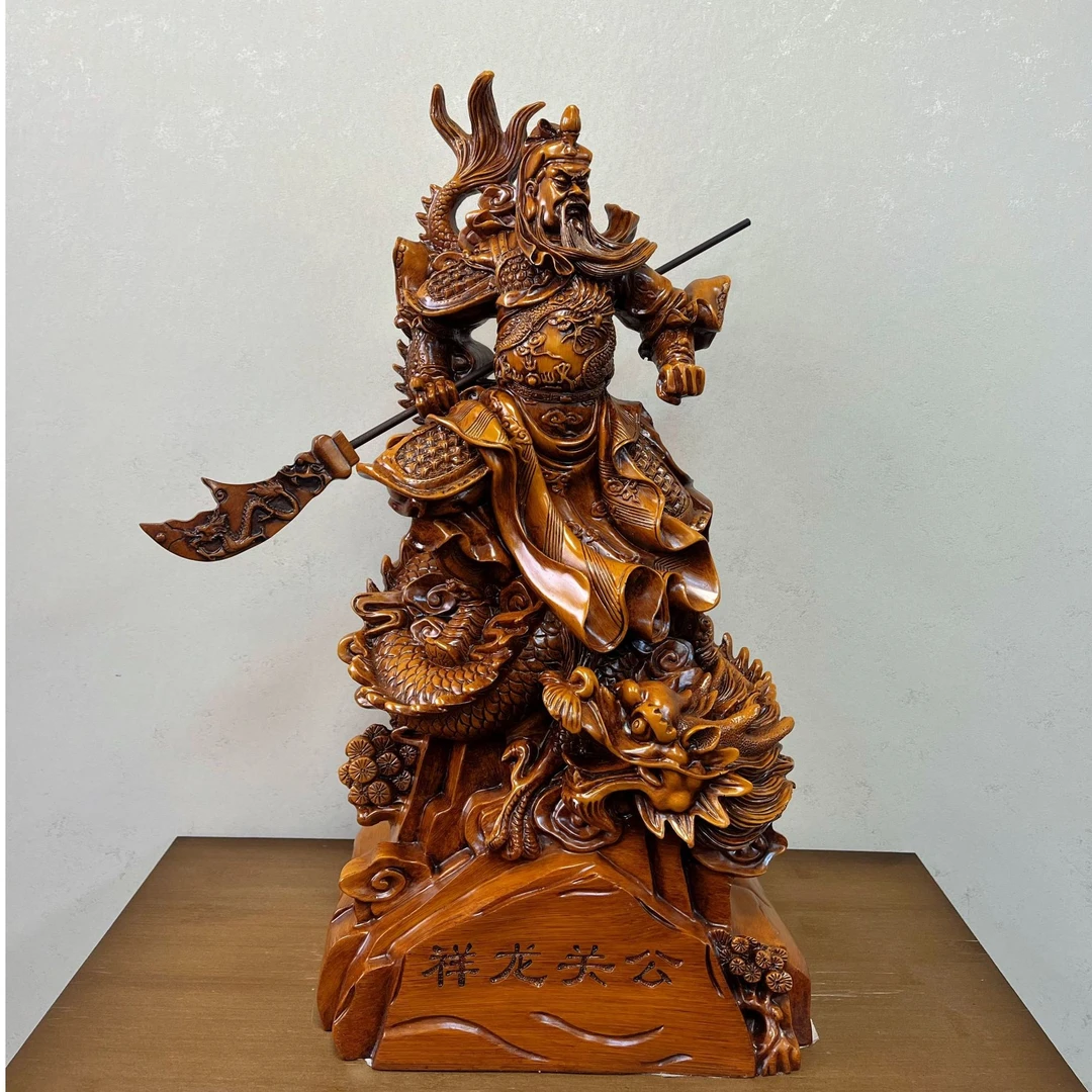 L 祥龙关公关羽武财神家居办公室乔迁送礼工艺品摆件（23*18*48cm）