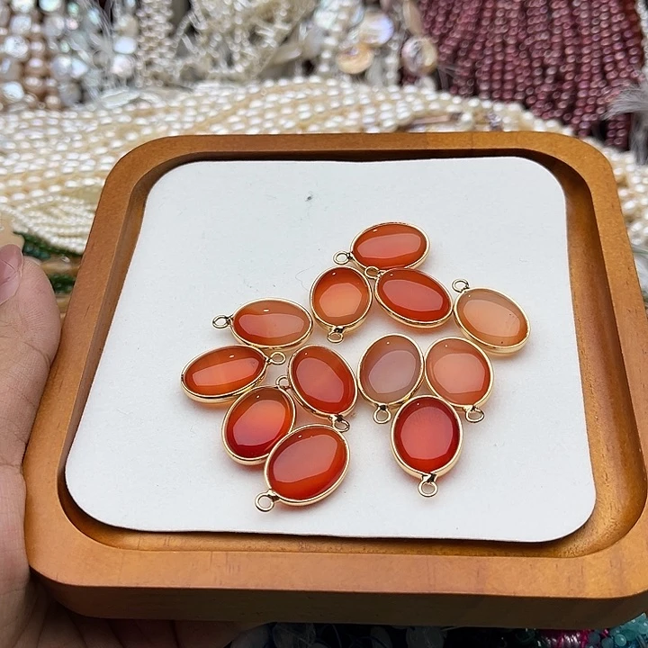 玛瑙/玉髓未镶嵌珠宝半成品2个16/20mm南红吊坠