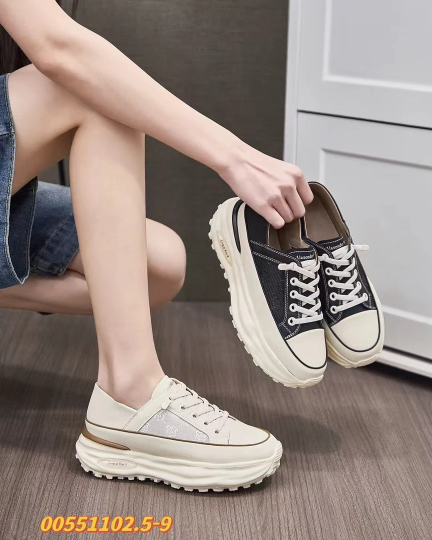 真皮厚底两穿小白鞋网纱透气爆款2025新款运动休闲阿甘鞋轻便板鞋